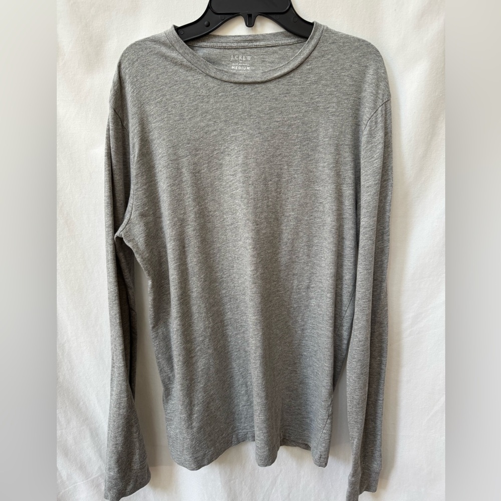 J. Crew Factory Heather Gray Crewneck Slim Fit Long Sleeve TShirt Mens Medium